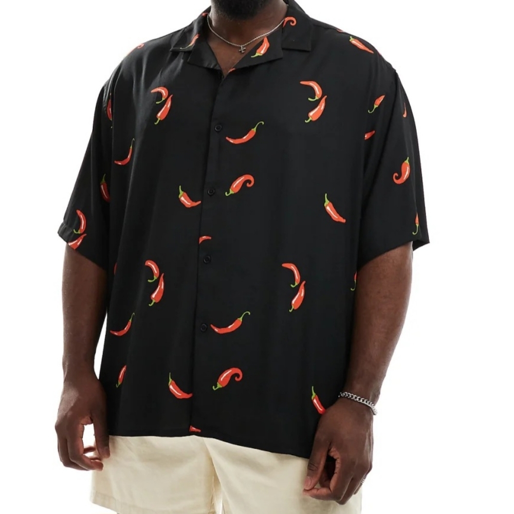 Chili Pepper Print Men's Shirt